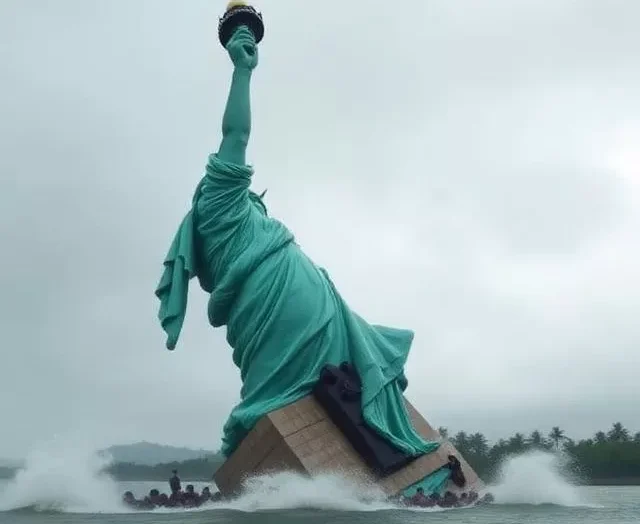 Watch: Statue of Liberty Replica Topples in Guaíba Storm, Video Breaks Internet