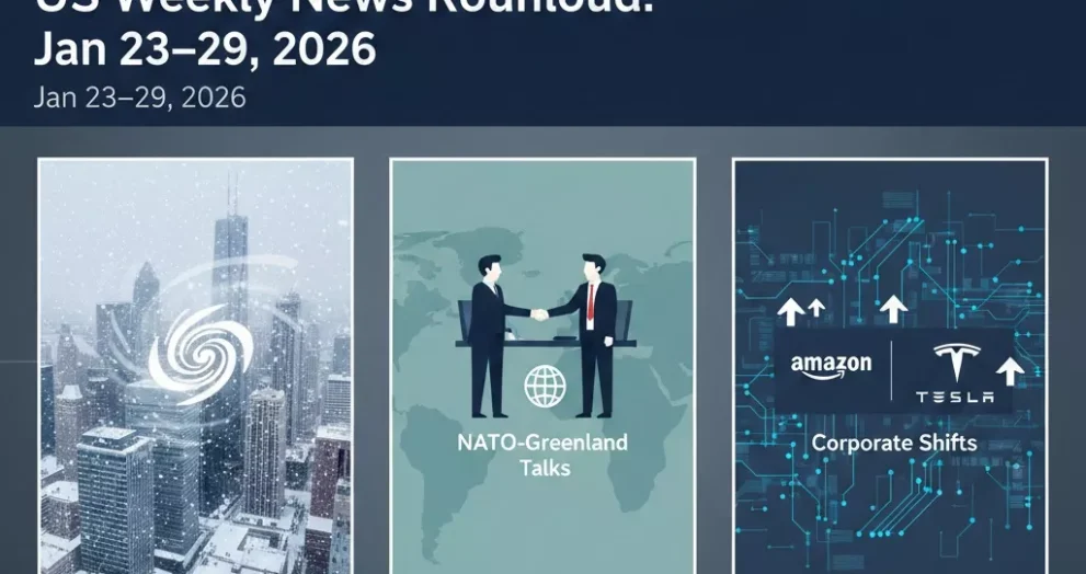 create a banner image on US Weekly News Roundup: Jan 23–29, 2026 Highlights