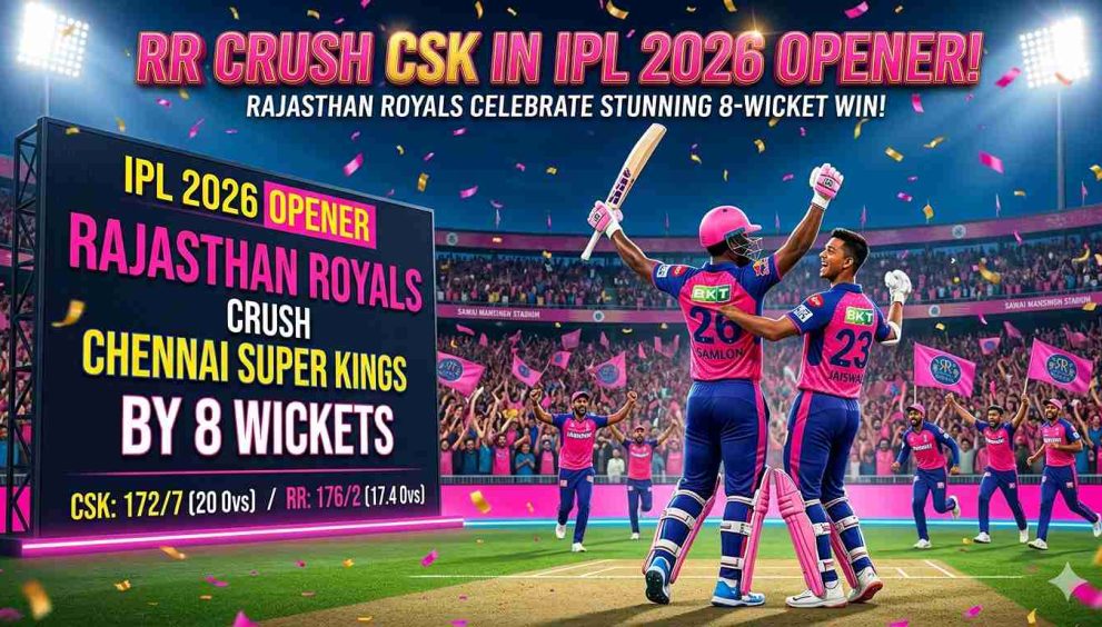 RR Crush CSK by 8 Wickets in IPL 2026 Opener