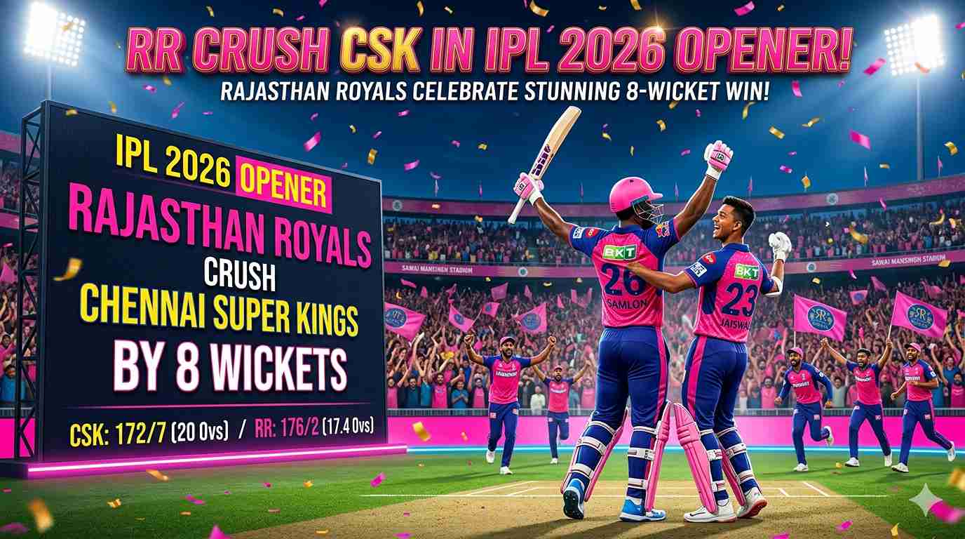 RR Crush CSK by 8 Wickets in IPL 2026 Opener