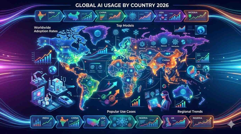 Global AI Usage by Country in 2026: Worldwide Adoption Rates, Top Models, Popular Use Cases & Regional Trends