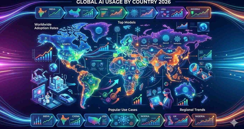 Global AI Usage by Country in 2026: Worldwide Adoption Rates, Top Models, Popular Use Cases & Regional Trends